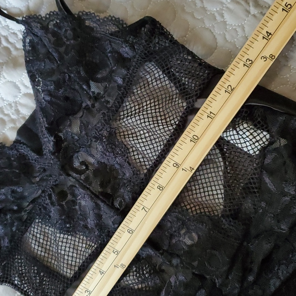 BLACK LINGERIE SIZE MEDIUM, TIE BACK, ONE PIECE lace babydoll - Picture 13 of 14